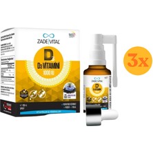 Zade Vital D3 Vitamini 1000 Iu Sprey 20 ml - 3 Adet (60 Ml) - Dezenfektan Hediyeli (%72 Alkol)