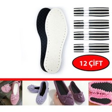 Özgürce Beyaz 12 Çift Hobi Örgü Panduf Tabanı, Kaydırmaz Eva-Yün Keçe