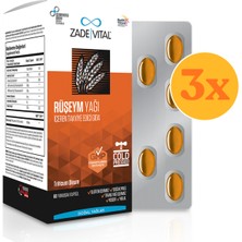 Zade Vital Ruşeym Yağı 60 Bitkisel Kapsül - 3 Adet (180 Kapsül) - Dezenfektan Hediyeli (%72 Alkol)
