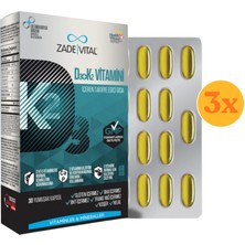Zade Vital D3+K2 Vitamini 30 Kapsül - 3 Adet (90 Kapsül) - Dezenfektan Hediyeli (%72 Alkol)