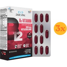 Zade Vital Vitamin B12 30 Kapsül - 3 Adet (90 Kapsül) - Dezenfektan Hediyeli (%72 Alkol)