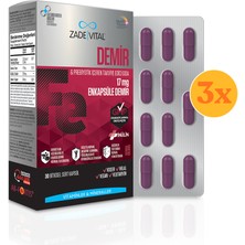 Zade Vital Demir & Prebiyotik 30 Kapsül - 3 Adet (90 Kapsül) - Dezenfektan Hediyeli (%72 Alkol)