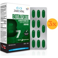 Zade Vital Biotin Forte 30 Kapsül - 3 Adet (90 Kapsül) - Dezenfektan Hediyeli (%72 Alkol)