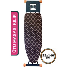 Asev Home Ütü Masası Kılıfı Keçeli Büyük Boy Ipli Stoperli 55X140CM Damask Brown