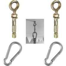 Hype Store BADEM10 2'li Salıncak Hamak Box Torbası Tavan Asma Aparatı Salıncağı Çelik Dübel + Karabina Kanca Ta