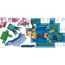 Hype Store Roommates RMK5005GM Minecraft Dev Soy ve Yapıştır Duvar Çıkartması, Mavi, Pembe, Yeşil
