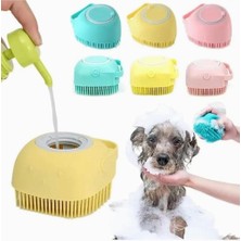 Hype Store Şampuan Hazneli Kedi Köpek Evcil Hayvan Yıkama Kesesi Silikon Banyo Masaj Tarak Duş Fırçası