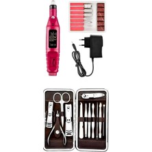 Hype Store Elektrikli Tırnak Törpü Seti ve Çantalı Tırnak Makası Cımbız Törpü 12 Parça Manikür Pedikür Seti