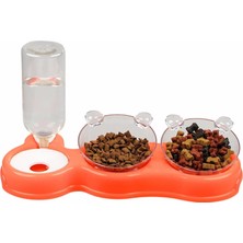 Hype Store Çift Hazneli- 3' Lü Beslenme Mama ve Su Kabı Turuncu 500 ml 36 * 21 * 16 cm