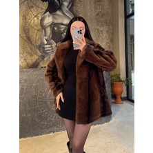 Armanda Desenli Kısa Slavik Kürk Kahve