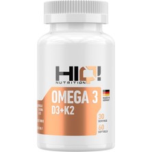 HIQ Nutrition Omega3 D3+K2 Premium Complex 60 Softgels Kalp ve Beyin Sağlığı İçin