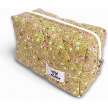 Hype Store Makyaj Çantası | Makeup Bag | Kapitone Bakım Seyahat Kozmetik Çantası (Yeşil)