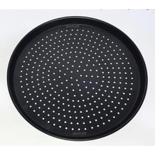abnturk Yüksek Kalite Sığ Kenar Delikli Alüminyum Teflon Pizza Tavası 26CM Yapıştırmazpizza Pişirme Tepsisi