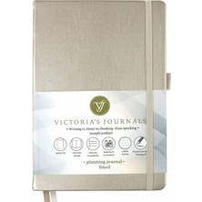 Hype Store Victoria's Journals Venzi Sert Kapak Planlayıcı Defter 14X20 cm 100 Gr. Krem 96 Yaprak Gümüş Çizgili