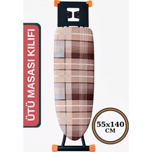Asev Home Ütü Masası Kılıfı Büyük Boy Ipli Stoperli Keçeli Kılıfı Örtüsü Bezi 55X140CM Ekosi Brown