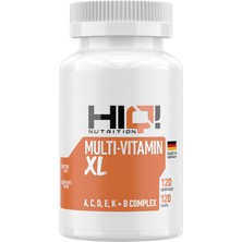HIQ Nutrition Multi-Vitamin XL 120 Kapsül Yetişkinler İçin A C D E K B Kompleksi