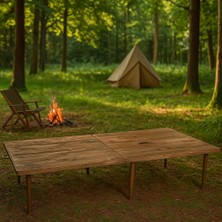 Delixa Katlanır Kamp, Piknik ve Bahçe Masası 70X150 cm - Ceviz Renk
