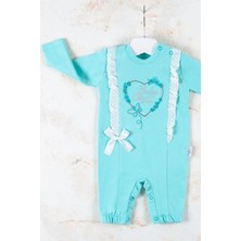 İsmiyle Al Love Kalp Nakışlı % 100 Pamuk Kız Bebek Tulumu