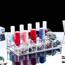 Delixa 15 Gözlü Akrilik Çekmeceli Oje ve Manikür Seti, Çekmeceli 15 Gözlü Oje Ruj ve Makyaj Organizeri