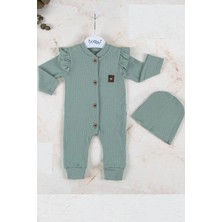 İsmiyle Al Boydan Düğmeli Şapkalı % 100 Pamuk Kız Bebek Tulumu