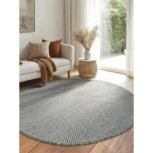 Saraz Halı Yuvarlak Sisal Elit 1002 Gri Hasır Görünümlü Modern Salon Oturma Odası Dört Mevsim Halı