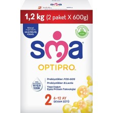 Delixa Sma Optipro 2, 6-12 Ay Bebek Sütü, 1.2 kg (2 x 600 G)