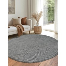 Saraz Halı Yuvarlak Sisal Elit 1002 Gri Hasır Görünümlü Modern Salon Oturma Odası Dört Mevsim Halı