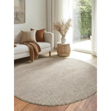 Saraz Halı Yuvarlak Sisal Elit 1002 Gri Hasır Görünümlü Modern Salon Oturma Odası Dört Mevsim Halı