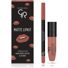 Hepta Collection Golden Rose Matte Lipkit Liquid Matte Lipstick & Likit Ruj ve Kalem No: Warm Sable