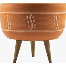 Delixa Bitki Tasarımı Ev Dekorasyon Terakota Nakış Desenli Toprak Aranjman ve Bonzai Saksı 3 Ayaklı