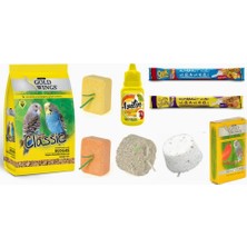 Hepta Collection Gold Wings Kuş Ihtiyaç Seti (Muhabbet Yemi, Ballı ve Meyveli Kraker,gaga Taşı,portakallı ve Muzlu En