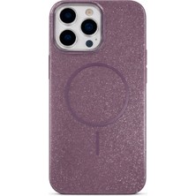 Fenza iPhone 14 Pro Uyumlu Telefon Kılıfı Magsafe Wireless Şarj Özellikli Simli Lüks Silikon Kılıf