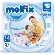 Hepta Collection Molfix Bebek Bezi 3D Maxi 4 Beden Ikiz 27 Adet, Çok Renkli