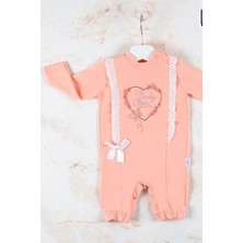 İsmiyle Al Love Kalp Nakışlı % 100 Pamuk Kız Bebek Tulumu