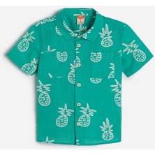 Delixa Gömlek Kısa Kollu Ananas Baskılı Cep Detaylı