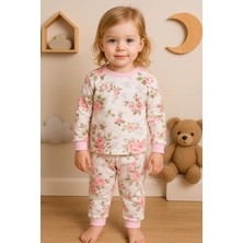 İsmiyle Al Büyük Çiçek Desenli Kız Bebek Eşofman Takımı %100 Pamuk