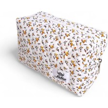 Hepta Collection Makyaj Çantası | Makeup Bag | Kapitone Bakım Seyahat Kozmetik Çantası (Beyaz-Sarı)