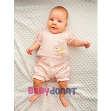 İsmiyle Al Müslin Kumaş Çiçek Nakışlı Pamuklu Kız Bebek Tulum