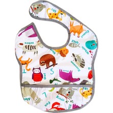 Delixa Sızdırmaz Cepli ve Boyundan Cırtlı Bebek Mama Önlüğü Zoo