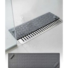 Omilife Gri Uzun Silikon Kötü Koku Önleyici Mat Gider Kapağı Tıpası – Banyo, Mutfak ve Balkon Lavabo Gider 37x11 cm