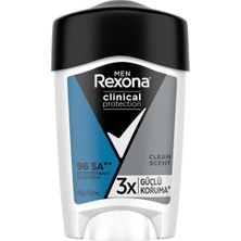 Delixa Rexona Men Clinical Protection Erkek Stick Deodorant Clean Scent 3x Güçlü Koruma 45 ml