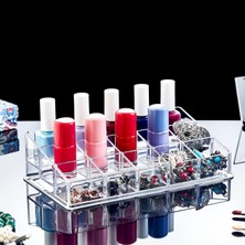 Hepta Collection 15 Gözlü Akrilik Çekmeceli Oje ve Manikür Seti, Çekmeceli 15 Gözlü Oje Ruj ve Makyaj Organizeri