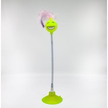 Hepta Collection Vantuzlu Yaylı Gülen Yüz Kedi Oyuncağı 1 Adet (Limon Yeşili)