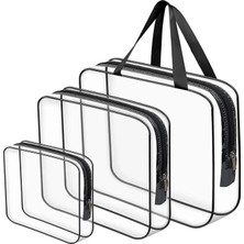 Hepta Collection Tatil, Plaj, Kozmetik, Makyaj Bakım Çantası Seti, Şeffaf Su Geçirmez, 3 Adet Organizatör Çanta (1 x