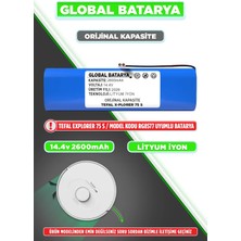 Global Batarya Tefal X-Plorer 75 S Uyumlu Robot Süpürge Bataryası 14.4V 2600mAh Li-ion Pil (Orijinal Kapasite)