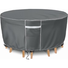 Delixa Veranda Mobilya Kılıfları, Yuvarlak Dış Mekan Mobilya Kılıfı Su Geçirmez, 500D Ağır Hizmet, 62" Çap