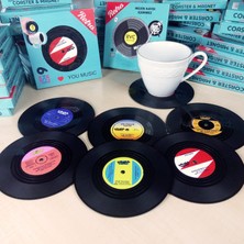 Hepta Collection Çıtırtılı Sesler Plak Görünümlü Mıknatıslı Bardak Altlığı ve Buzdolabı Magneti