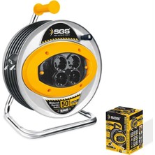 Sgs 2113 50 Metre Metal Makaralı Uzatma Kablosu 3x2,5 Kablo