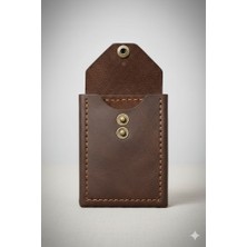 Tabakhanem Hakiki Dana Derisi El Dikimi Minimalist Kartlık ve Para Cüzdanı - Antik Kahve