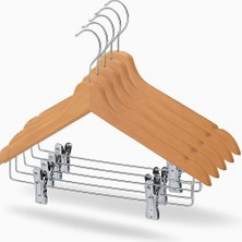 Hype Store Orret Home 6 Adet Ahşap Elbise Askısı – Altı Mandallı Askı, Gömlek, Etek ve Pantolon Askısı, Dolap V